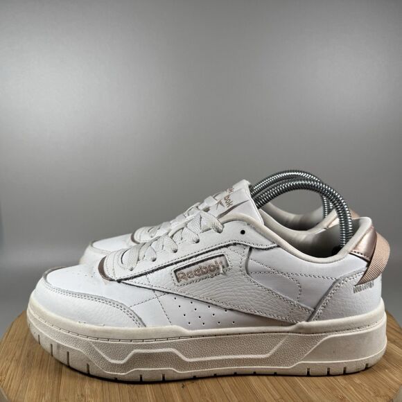 Reebok Women Tech G Geo Sneakers White Leather‎ Platform Sz 8.5 - Picture 3 of 8